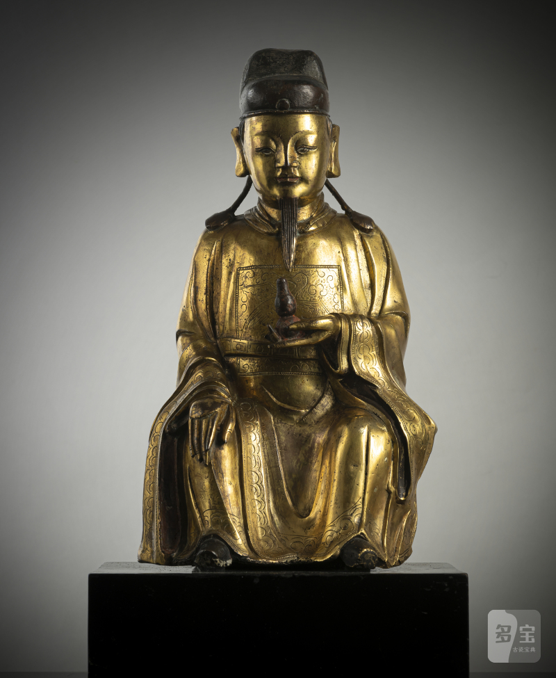 A GILT-BRONZE FIGURE OF A DIGNITARY - 图1